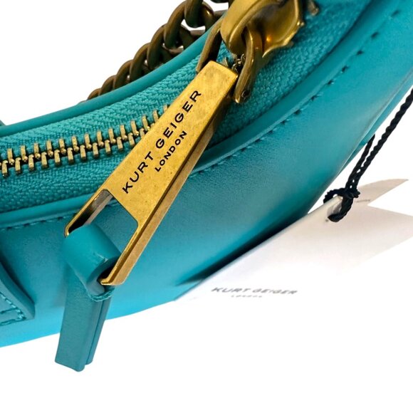 Kurt Geiger London Small Leather Chelsea Hobo Crossbody bag in Turquoise/Teal - Picture 6 of 8